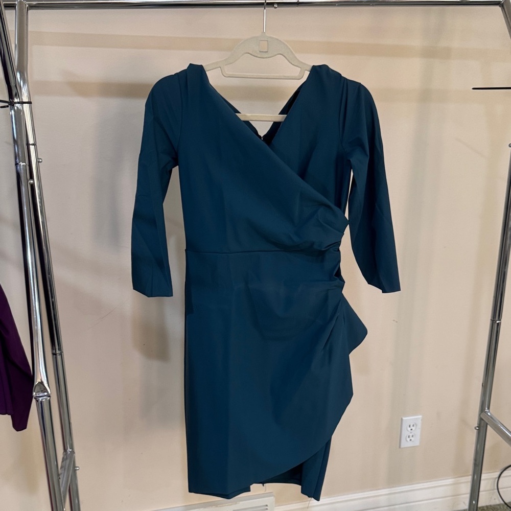 Alex Evenings Asymmetrical Teal Dress